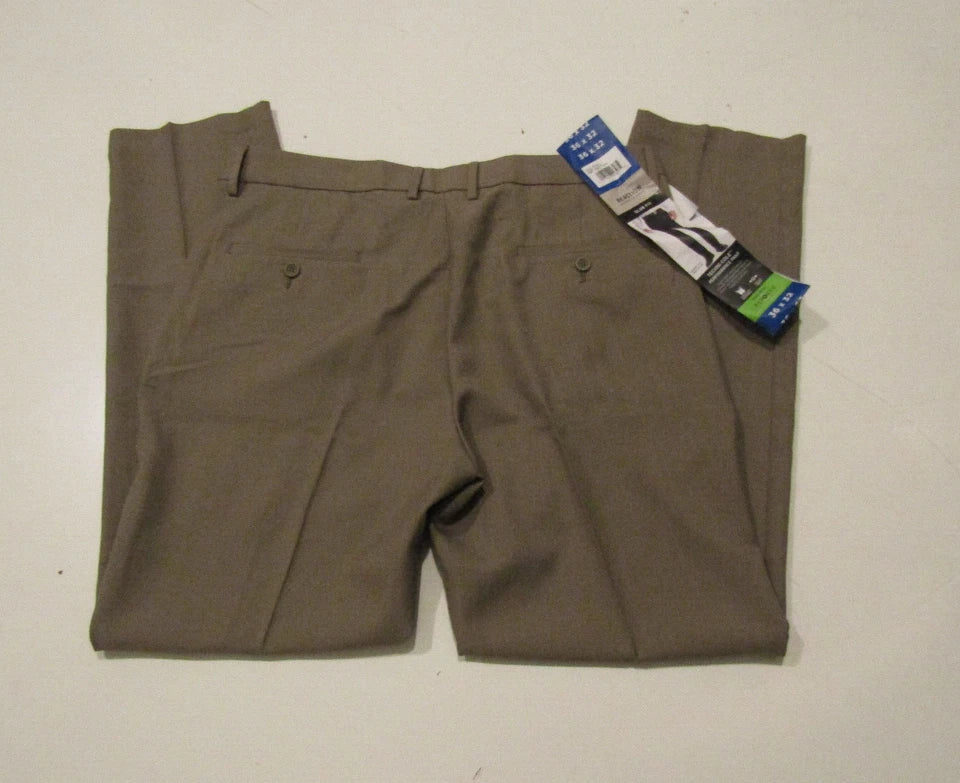 NWT Mens KENNETH COLE Slim Fit Techni-Cole Performance Pants Taupe 34 W 29 L