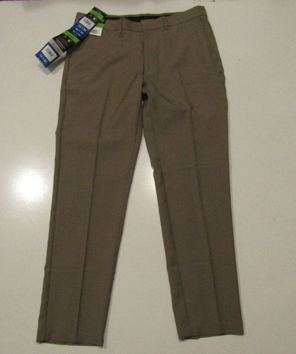 NWT Mens KENNETH COLE Slim Fit Techni-Cole Performance Pants Taupe 34 W 29 L
